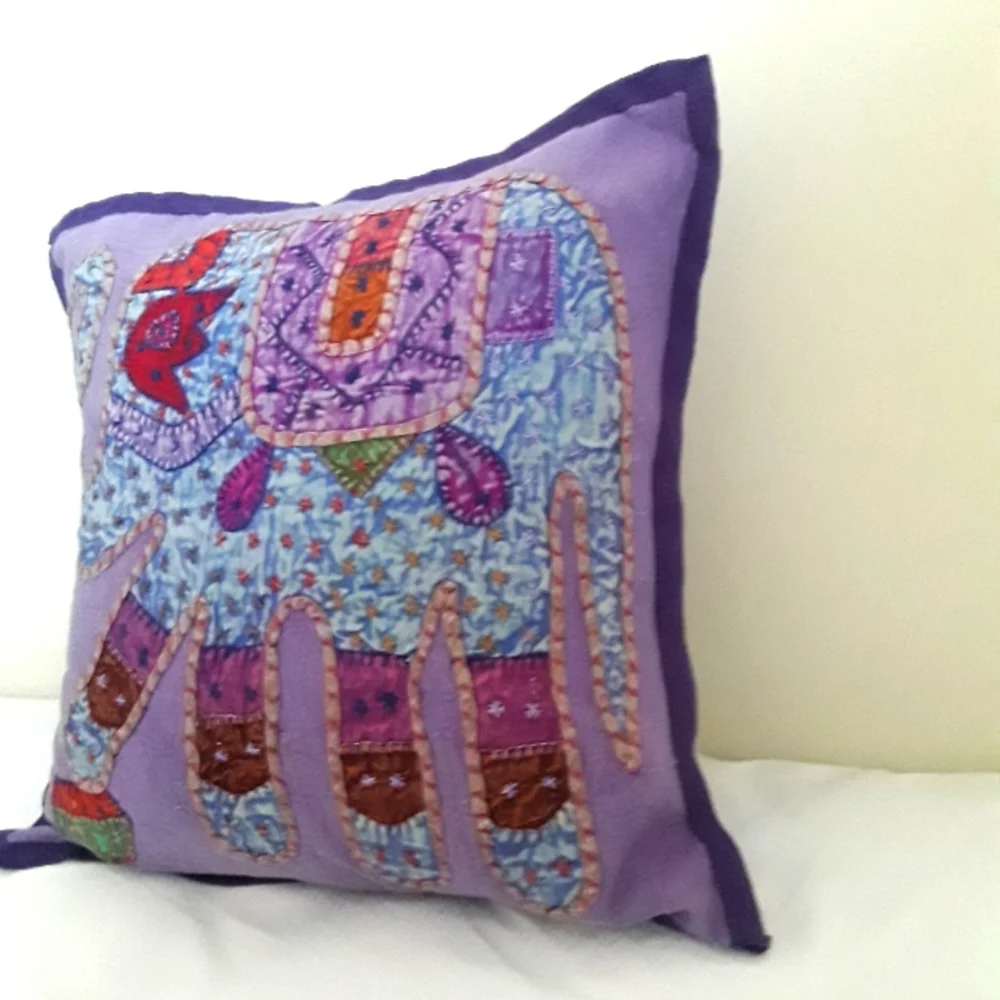 "SOLD"PURPLE ELEPHANT BOHO CUSHION COVER - Picture 3 of 7